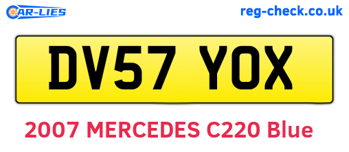 DV57YOX are the vehicle registration plates.
