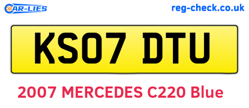 KS07DTU are the vehicle registration plates.