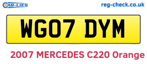WG07DYM are the vehicle registration plates.
