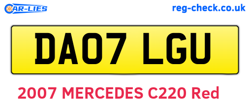 DA07LGU are the vehicle registration plates.