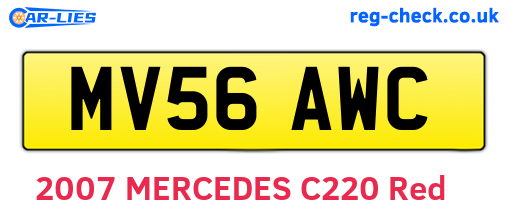 MV56AWC are the vehicle registration plates.