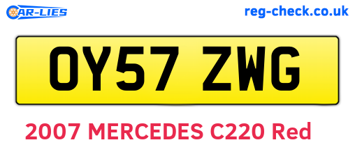 OY57ZWG are the vehicle registration plates.