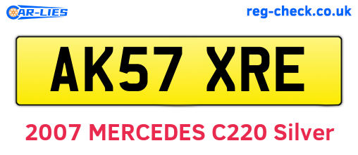 AK57XRE are the vehicle registration plates.