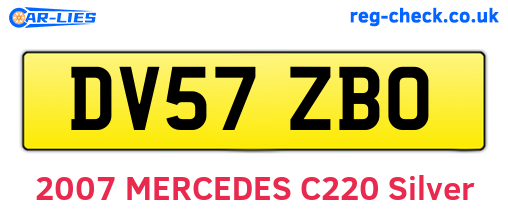 DV57ZBO are the vehicle registration plates.