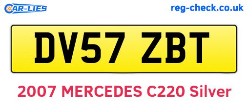 DV57ZBT are the vehicle registration plates.