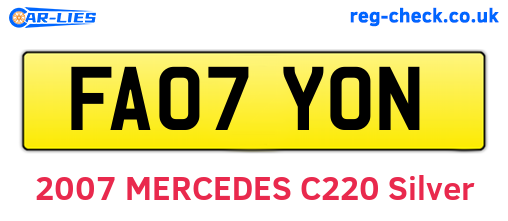 FA07YON are the vehicle registration plates.