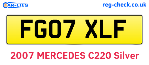 FG07XLF are the vehicle registration plates.