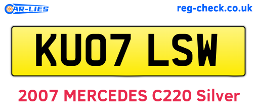 KU07LSW are the vehicle registration plates.