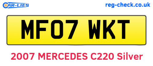 MF07WKT are the vehicle registration plates.