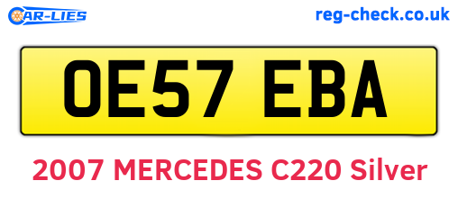 OE57EBA are the vehicle registration plates.