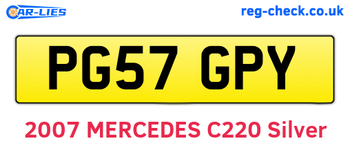 PG57GPY are the vehicle registration plates.