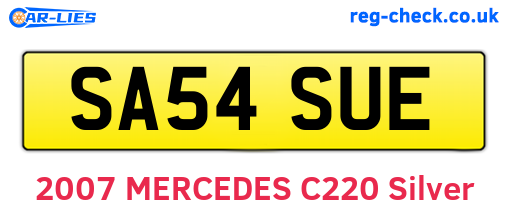 SA54SUE are the vehicle registration plates.