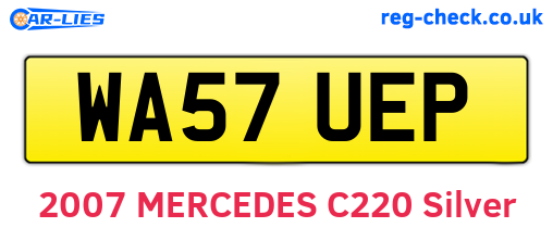 WA57UEP are the vehicle registration plates.