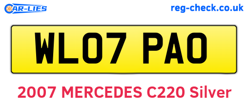 WL07PAO are the vehicle registration plates.