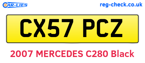 CX57PCZ are the vehicle registration plates.