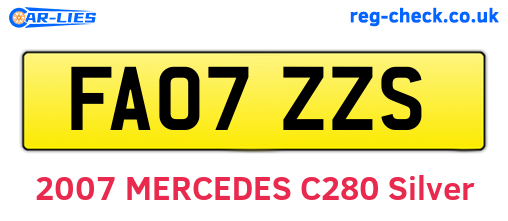 FA07ZZS are the vehicle registration plates.