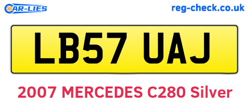 LB57UAJ are the vehicle registration plates.