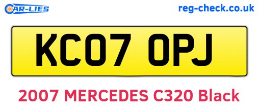 KC07OPJ are the vehicle registration plates.