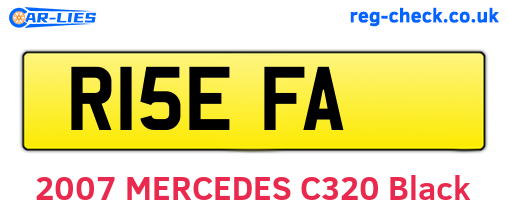 R15EFA are the vehicle registration plates.