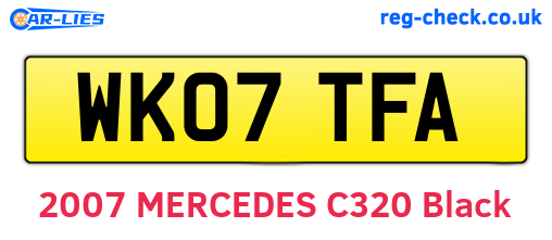 WK07TFA are the vehicle registration plates.