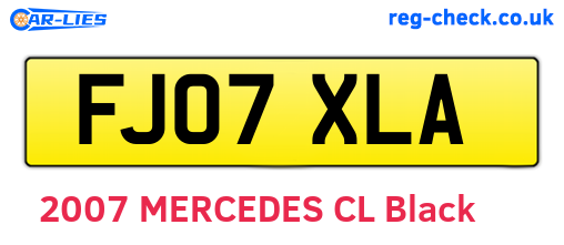 FJ07XLA are the vehicle registration plates.