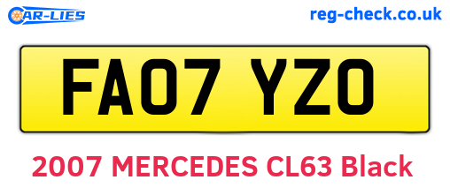 FA07YZO are the vehicle registration plates.