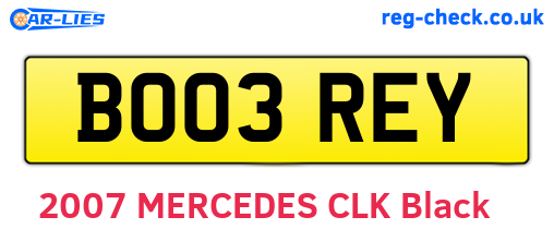 BO03REY are the vehicle registration plates.