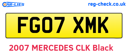 FG07XMK are the vehicle registration plates.