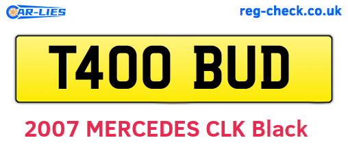 T400BUD are the vehicle registration plates.