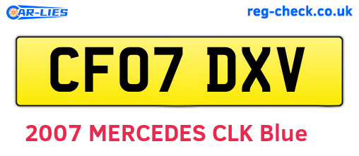 CF07DXV are the vehicle registration plates.