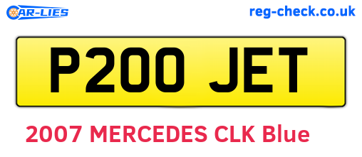 P200JET are the vehicle registration plates.