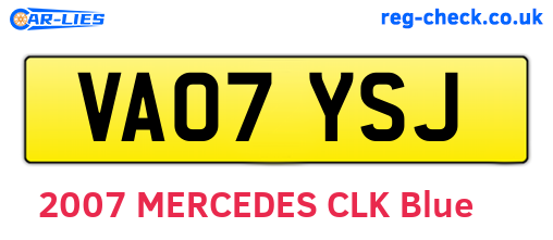 VA07YSJ are the vehicle registration plates.