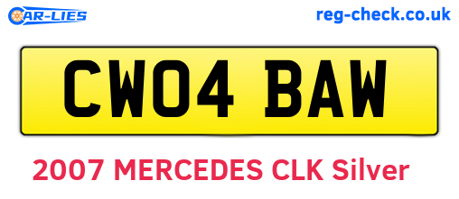 CW04BAW are the vehicle registration plates.