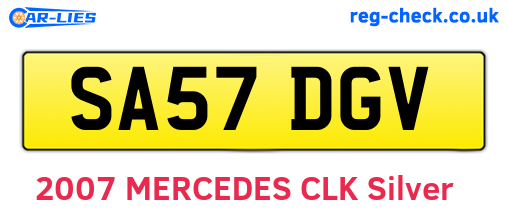 SA57DGV are the vehicle registration plates.