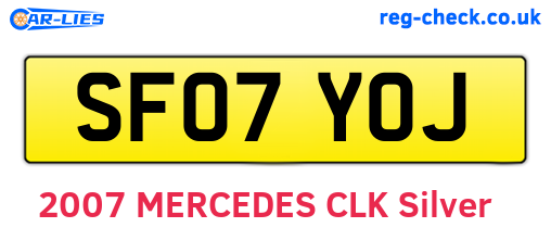SF07YOJ are the vehicle registration plates.
