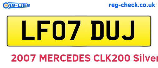 LF07DUJ are the vehicle registration plates.