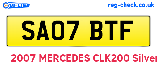 SA07BTF are the vehicle registration plates.