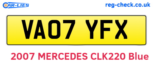 VA07YFX are the vehicle registration plates.