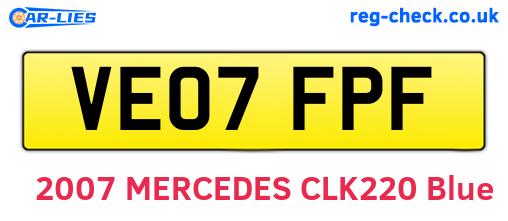VE07FPF are the vehicle registration plates.