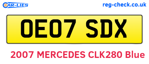 OE07SDX are the vehicle registration plates.