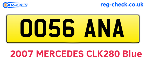 OO56ANA are the vehicle registration plates.