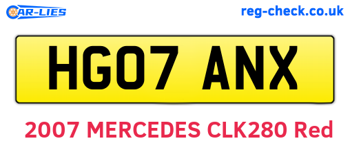 HG07ANX are the vehicle registration plates.
