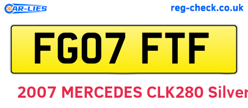 FG07FTF are the vehicle registration plates.