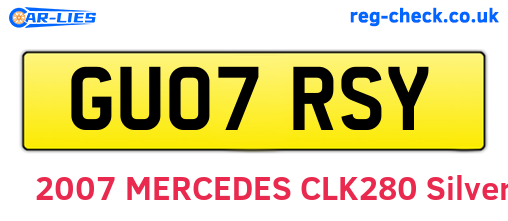GU07RSY are the vehicle registration plates.
