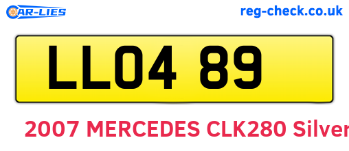 LLO489 are the vehicle registration plates.