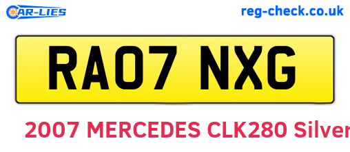 RA07NXG are the vehicle registration plates.