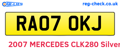 RA07OKJ are the vehicle registration plates.