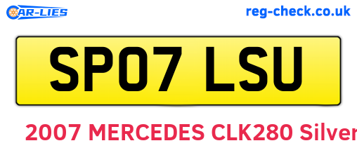SP07LSU are the vehicle registration plates.