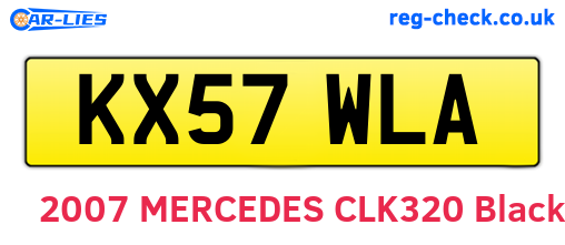 KX57WLA are the vehicle registration plates.