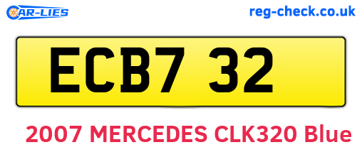 ECB732 are the vehicle registration plates.